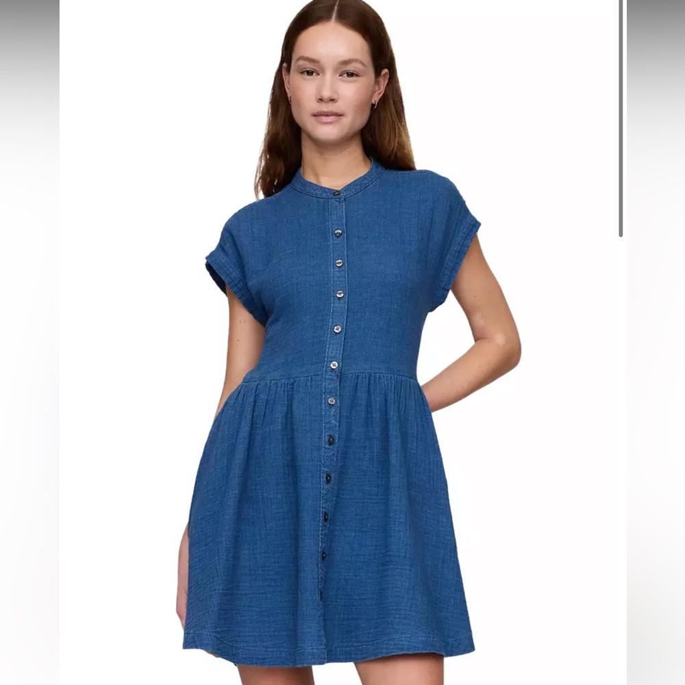 GAP Cotton Gauze Denim Mini Shirtdress